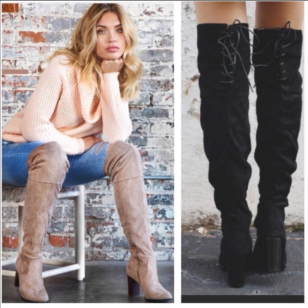 ❗️LAST ONE❗️8.5 Black Over the Knee Vegan Boots - Picture 4 of 4